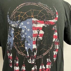 Ralph Lauren flag steer horn dreamcatcher t shirt black cotton xl